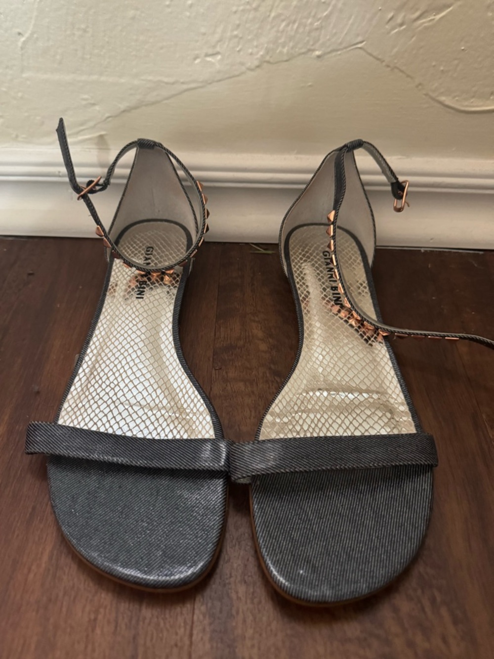 Gianni Bini Silver-Gray Ankle-Strap Sandals